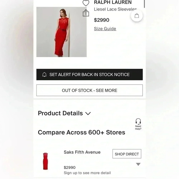 Ralph Lauren Collection Purple Label Embroidered Lace Crochet Red Midi Dress 2 - Picture 5 of 14